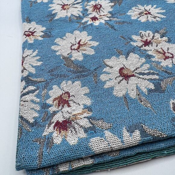 Blue Red White Daisy Floral Tapestry Table Runner 13 x 72" Spring Summer NEW - Picture 2 of 5